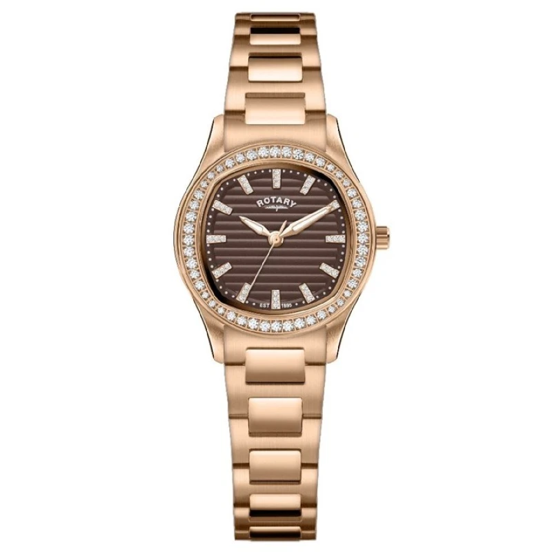 Image of Rotary RLB10020/16 Brilliant Rose Tone Stone Set Bracelet Watch - W64202