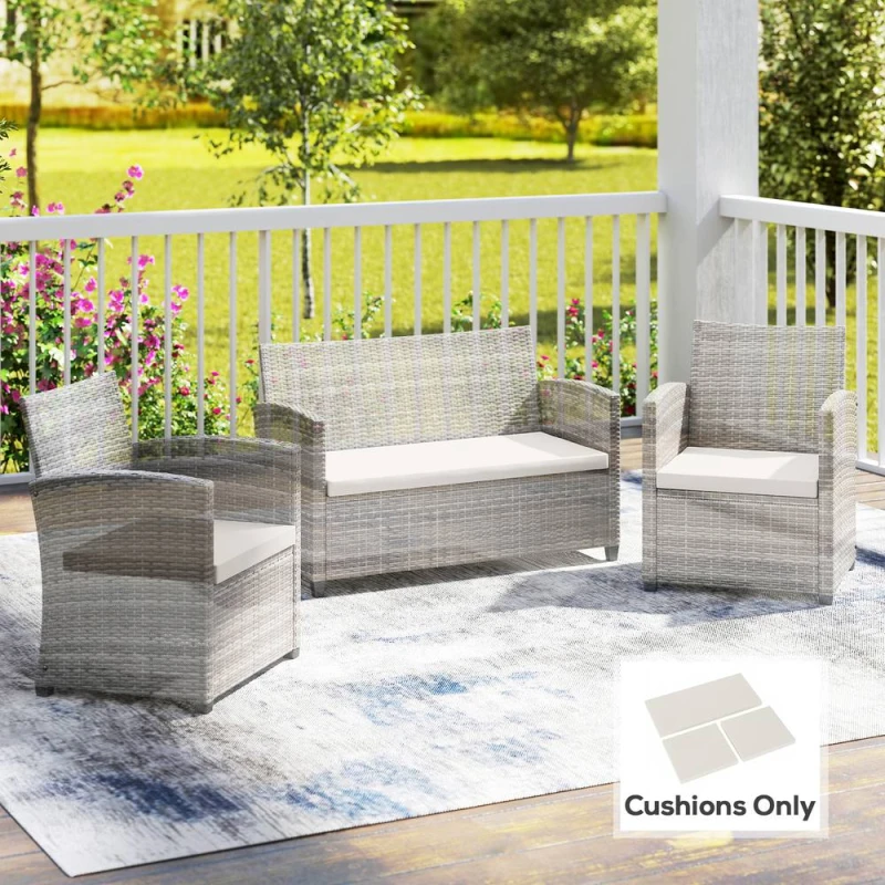 Image of OUTSUNNY 3PCs Rattan Garden Seat Cushions Pads for Patio Furniture in Cream Cream Unisex