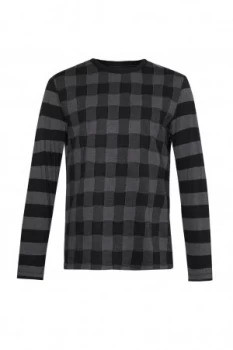 Image of Mens French Connection Buffalo Pique Check Top Black Grey