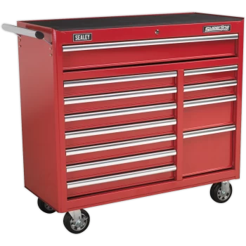 image of Sealey Superline Pro 12 Drawer Heavy Duty Roller Cabinet Red