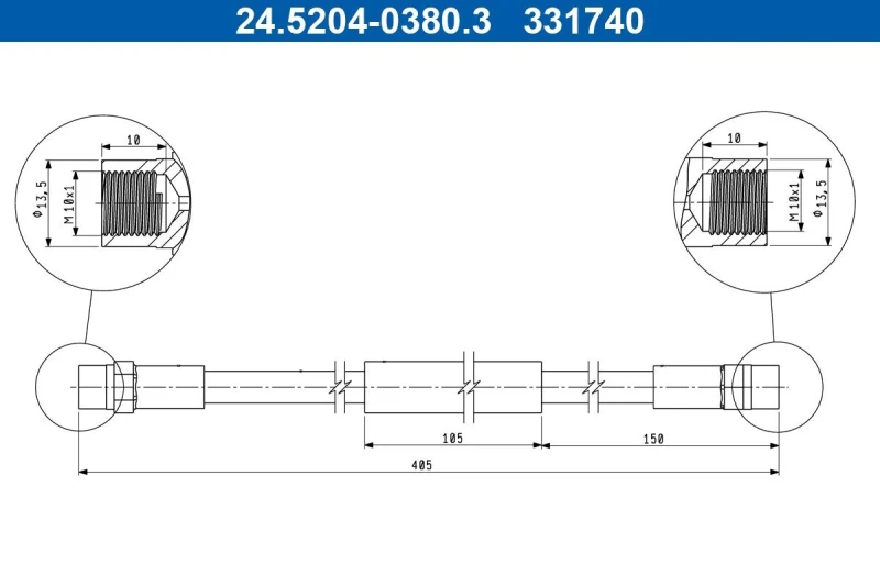 Image of Brake hose ATE 24.5204-0380.3