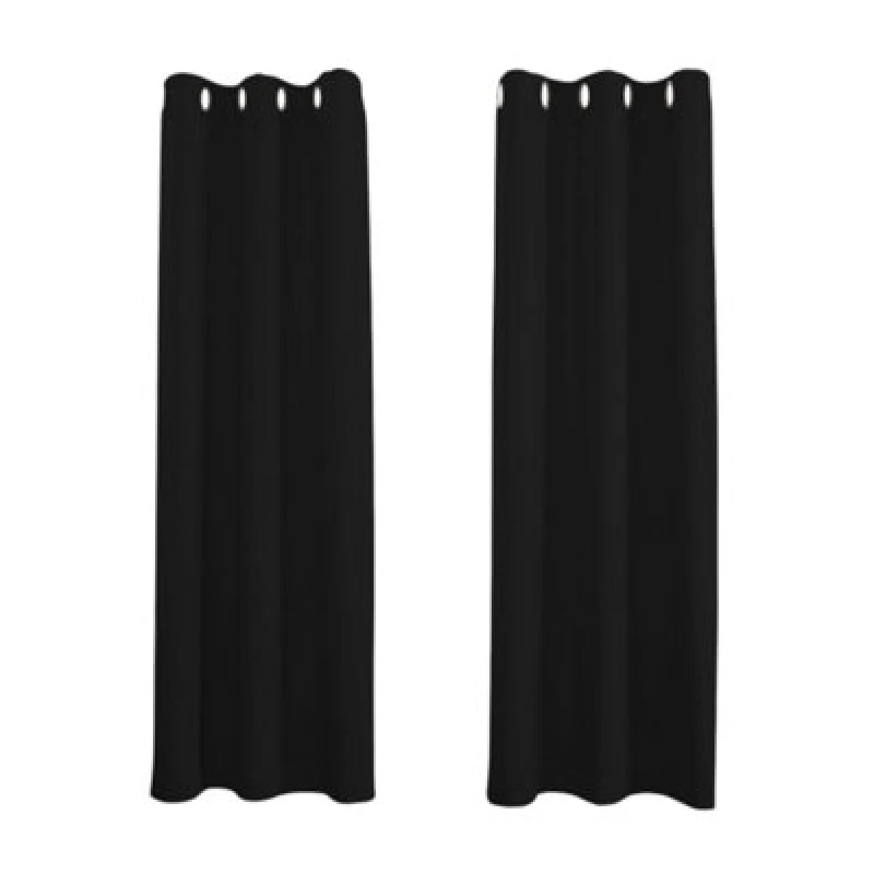 Image of Happy Homewares Black Blackout Curtains - Eyelet Thermal Curtain - 66 X 72" Drop - 2 Panel