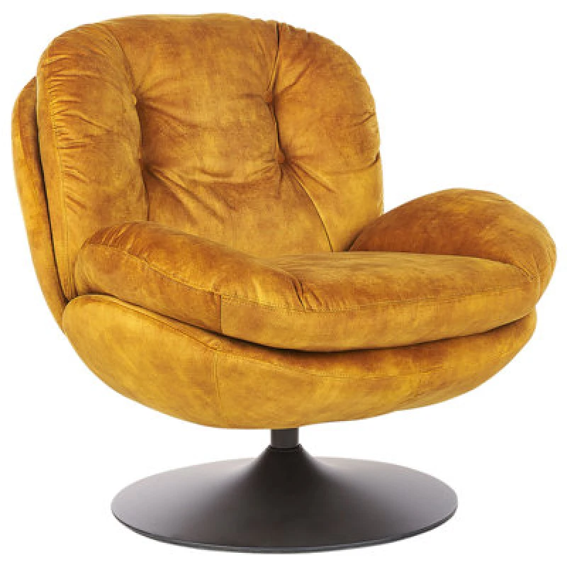 Image of Beliani Swivel Armchair Nolvik Velvet Mustard
