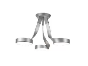 Image of 3 Light Semi Flush Ceiling, 3 x 12W LED, 3000K, 2880lm, Silver, Polished Chrome