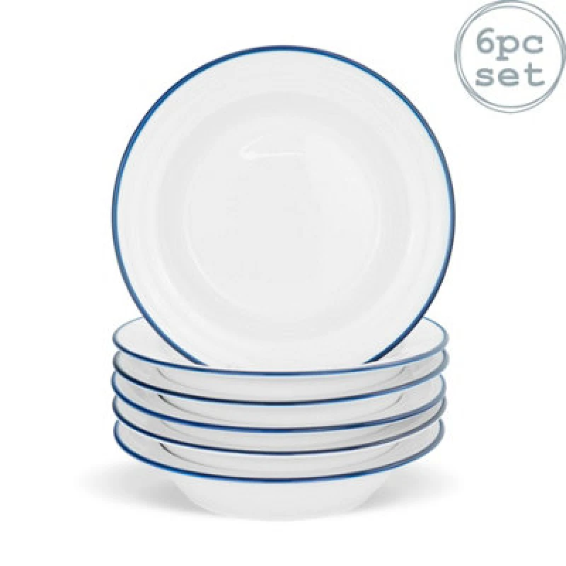 Image of Nicola Spring White Farmhouse Soup Plates - 22cm - Pack of 6 White