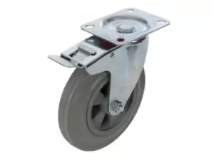 image of Fixman 921139 Heavy Duty Braked Rubber Castor 200mm 200kg