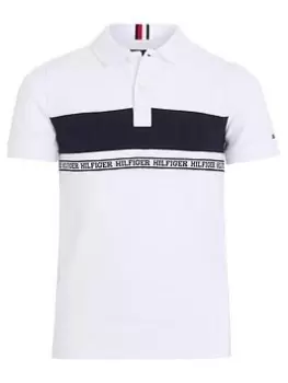 Image of Tommy Hilfiger Boys Tape Polo Shirt - White, Size 16 Years