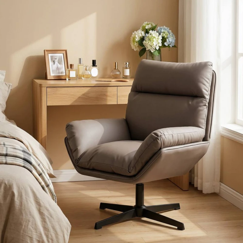 Image of HOMCOM Accent Chair with 360° Swivel in Dark Brown Size: Armchair Dark Brown Unisex Armchair
