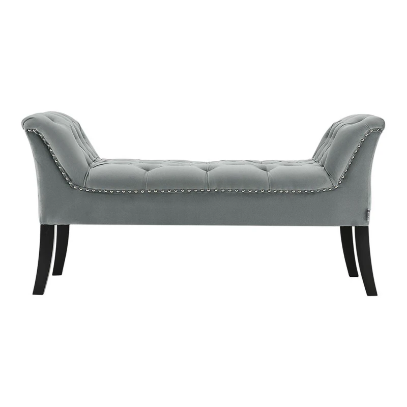 Image of Kabinet UK Grey Armed Velvet Buttoned Bed Bench Grey unisex One size