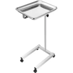 Image of VEVOR Mayo Tray Stainless Steel Mayo Stand 18x14" Trolley Mayo Tray Stand Adjustable Height 32-51 Inch Instrument Tray w/ Removable Tray & 4 Omnidirec