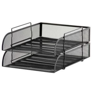 Image of 5 Star Office Foolscap Mesh Letter Tray Scratch Resistant Stackable Front Load Portrait Black