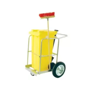 Image of Street Cleaning Barrow with 120L Yellow Wheelie Bin, Brush And Shovel