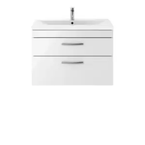 image of Nuie Athena 800 Wall Hung 2-drawer Vanity & Mid-edge Basin - Gloss White