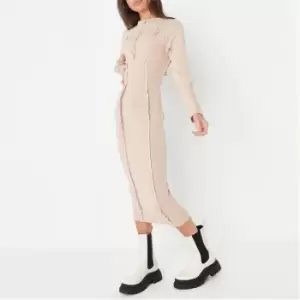 Missguided Exposed Seam Midaxi Dress Ls - Neutral