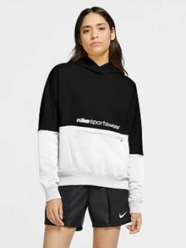 Image of Nike NSW Archive RMX Pullover Hoodie - Black/White, Size 2XL, Women