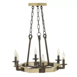 Image of 6 Bulb Chandelier Hanging Pendant LIght Iron Rust LED E14 60W Bulb