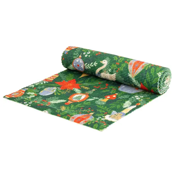 image of Furn Deck The Halls Washable Festive Table Runner Green