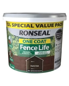 image of Ronseal One Coat Fence Life Dark Oak 12L