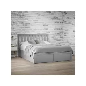 Image of LPD Grey Wooden Double Ottoman Bed - Oxford