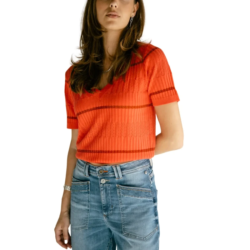 Image of Freeman T Porter Womens T-Shirt Freeman T Porter Polane Fancy Rib Orange Female XS