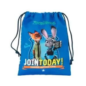 image of Disney Zootropolis Childrens/Kids Drawstring Character Lunch Bag (One Size) (Blue)