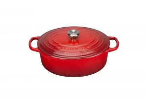 Image of Le Creuset Signature Cast Iron Oval Casserole 27cm Cerise
