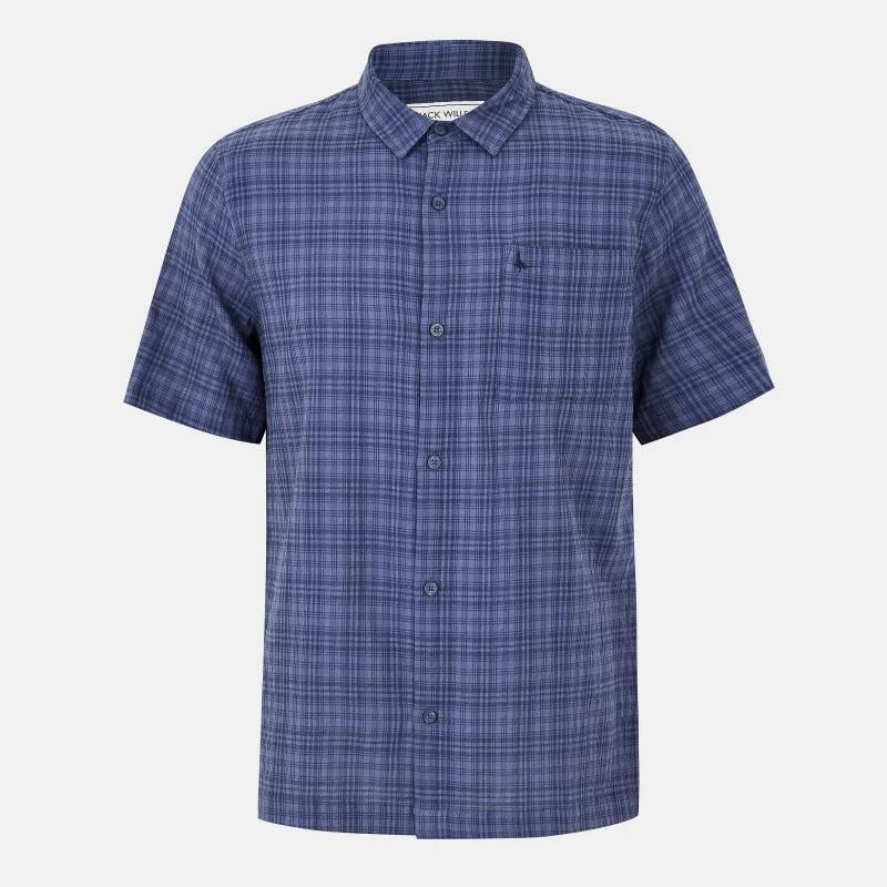 Image of Jack Wills Short Sleeve Check Shirt - Blue Blue S