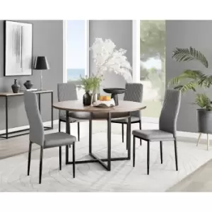 Image of Furniturebox Adley Brown Wood 120cm Storage Dining Table & 4 Grey Milan Black Leg Faux Leather Chairs