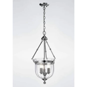 image of Aubrey pendant light 3 Bulbs polished chrome / glass