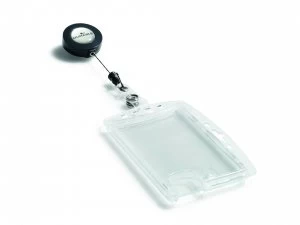 Image of Durable Dual Security Pass Holder With Badge Reel Pack of 10 822419