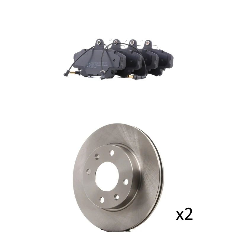 Image of RIDEX 3405B3039 Brake disc and pads set Front Axle, Brake Disc Type: internally vented, incl. wear warning contact Brake Set,disc brakes (3405)