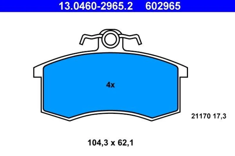 Image of ATE 13.0460-2965.2 Brake pad set excl. wear warning contact Brake Pad Set,disc brake (402)