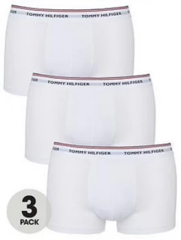 image of Tommy Hilfiger Three Pack Hipster Trunks - White, Size L, Men