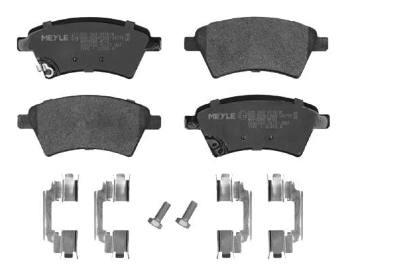 Image of MEYLE 025 243 9116/W Brake pad set Front Axle, with acoustic wear warning, Original Quality, with anti-squeak plate Brake Pad Set,disc brake (402)