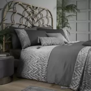 image of By Caprice Home Zsa Zsa Animal Jacquard Textured Duvet Cover Set, Slate, Single