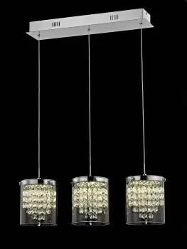 image of Florina 3 Light LED Chrome Bar Pendant Ceiling Light