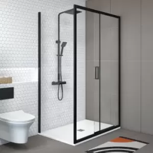 image of 1000x700mm Black Rectangular Sliding Shower Enclosure - Pavo