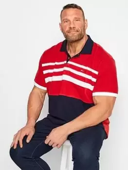 Image of BadRhino Cut & Sew Chest Stripe Polo - Red, Size 2XL, Men