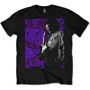 image of Jimi Hendrix - Purple Haze Unisex Large T-Shirt - Black