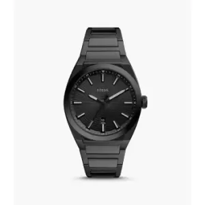 Image of Fossil Mens Everett Three-Hand Date Stainless Steel Watch - Black