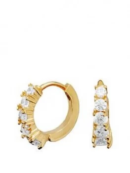 image of Simply Silver Sterling Silver 925 12Ct Yellow Gold Plated Cubic Zirconia Huggie Hoop Earrings