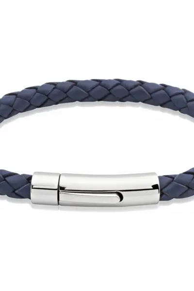 image of Unique And Co Men Unique & Co Leather & stainless steel bracelet - One Size