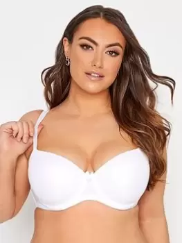 image of Yours Clothing White Tshirt Bra, White, Size 38C, Women