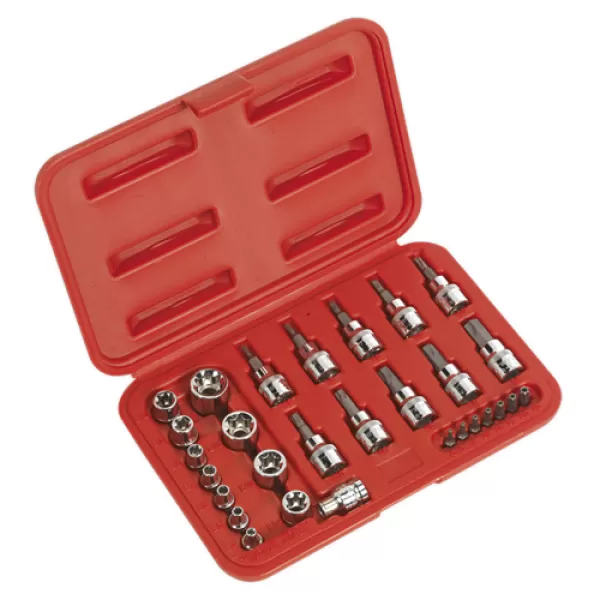 image of Sealey AK6193 TRX-Star Socket & Security Bit Set 29pc 1/4Sq & 3/8Sq Drive