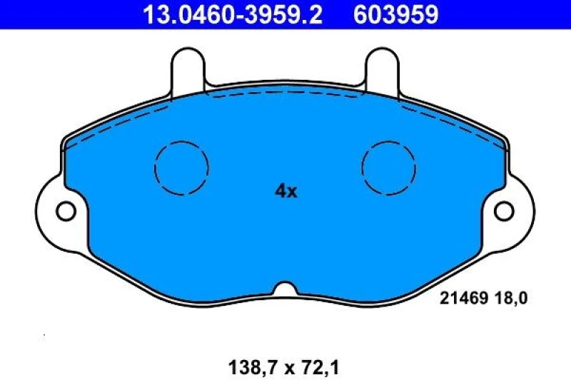 Image of ATE 13.0460-3959.2 Brake pad set excl. wear warning contact Brake Pad Set,disc brake (402)