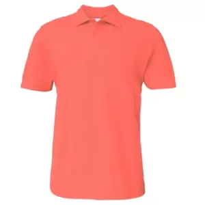 image of Gildan Softstyle Mens Short Sleeve Double Pique Polo Shirt (M) (Bright Salmon)