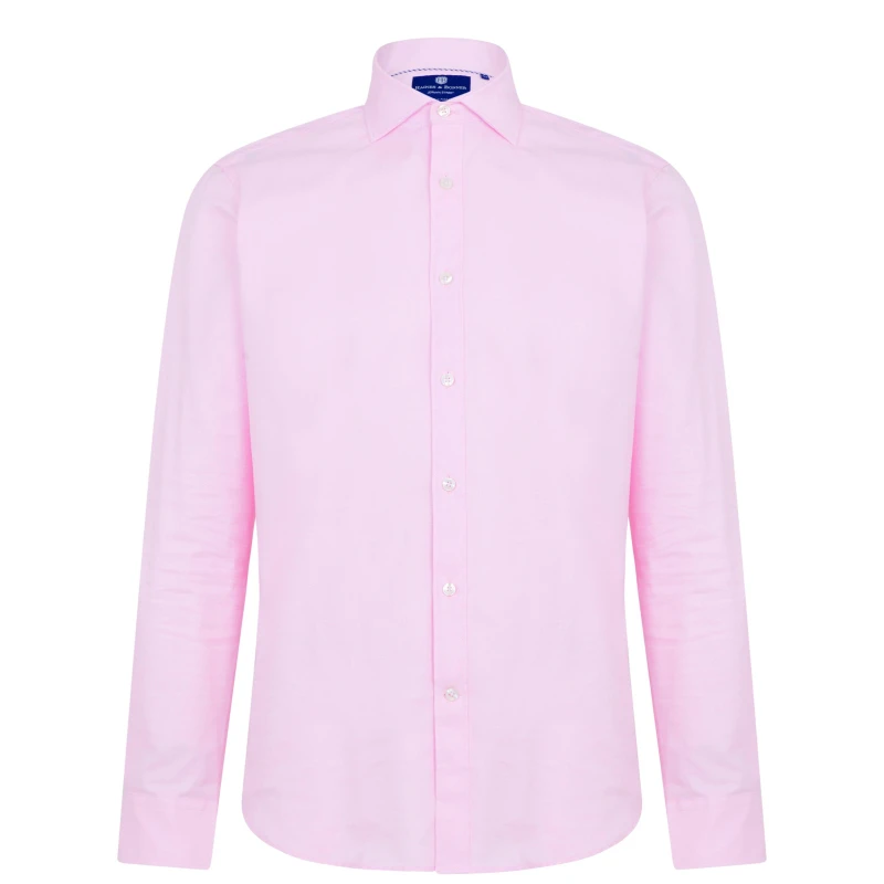 Image of Haines and Bonner Frederick Tailored Fit Cutaway Collar Cotton Twill Shirt - Pink Pink 37