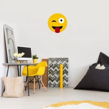 Image of Emoji - 11 Yellow Black White Red Decorative Wooden Wall Accessory