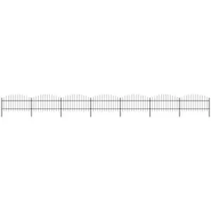 Image of Garden Fence with Spear Top Steel (1-1.25)x11.9 m Black vidaXL - Black