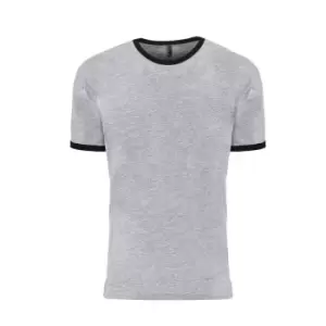 Image of Next Level Adults Unisex Cotton Ringer T-Shirt (L) (Heather Grey/Black)